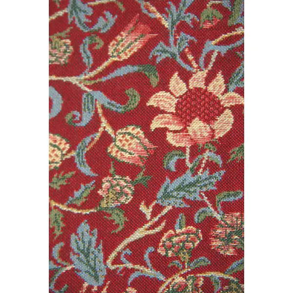 Fleurs De Morris (Red) I Tapestry Bell Pull - 6 in. x 42 in. Cotton/Viscose/Polyester by William Morris | Close Up 1