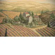 Tuscan Poppy Landscape Italian Tapestry - 54 in. x 37 in. Cotton/Viscose/Polyester by Alberto Passini | Close Up 1