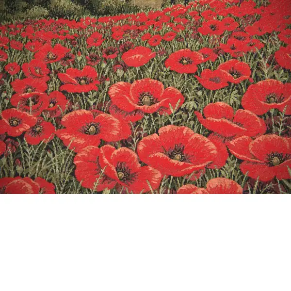Tuscan Poppy Landscape Italian Tapestry - 54 in. x 37 in. Cotton/Viscose/Polyester by Alberto Passini | Close Up 3
