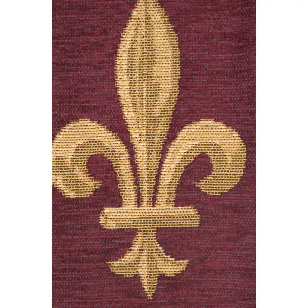 Fleur De Lys Red I Belgian Tapestry Bell Pull - 6 in. x 44 in. Cotton by Charlotte Home Furnishings | Close Up 1
