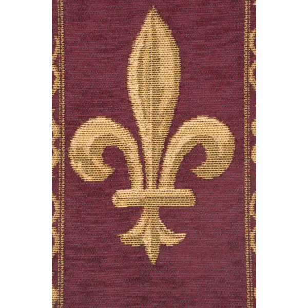 Fleur De Lys Red I Belgian Tapestry Bell Pull - 6 in. x 44 in. Cotton by Charlotte Home Furnishings | Close Up 2