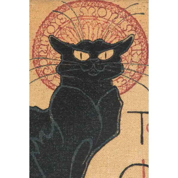 Tournee Du Chat Noir I Belgian Tapestry Wall Hanging - 18 in. x 23 in. Cotton/Vicose/Polyester by Rodolphe Salis | Close Up 1