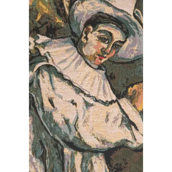 Pierrot And Harlequin Belgian Tapestry Wall Hanging - 19 in. x 23 in. Cotton/Viscose/Polyester by Paul Cezanne | Close Up 1