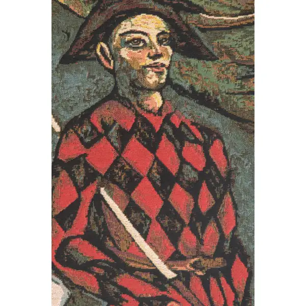 Pierrot And Harlequin Belgian Tapestry Wall Hanging - 19 in. x 23 in. Cotton/Viscose/Polyester by Paul Cezanne | Close Up 2