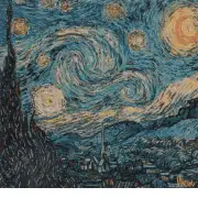 Van Gogh's Starry Night Large Belgian Cushion Cover - 18 in. x 18 in. Cotton/Viscose/Polyester by Vincent Van Gogh | Close Up 1