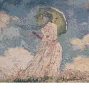 Monet's Lady With Umbrella Belgian Cushion Cover - 18 in. x 18 in. Cotton/Viscose/Polyester by Claude Monet | Close Up 1
