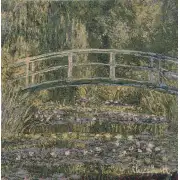 Monet's Bridge At Giverny I Belgian Cushion Cover - 18 in. x 18 in. Cotton/Viscose/Polyester by Claude Monet | Close Up 1