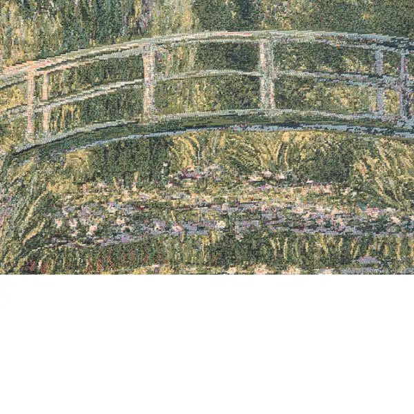 Monet's Bridge At Giverny I Belgian Cushion Cover - 18 in. x 18 in. Cotton/Viscose/Polyester by Claude Monet | Close Up 2