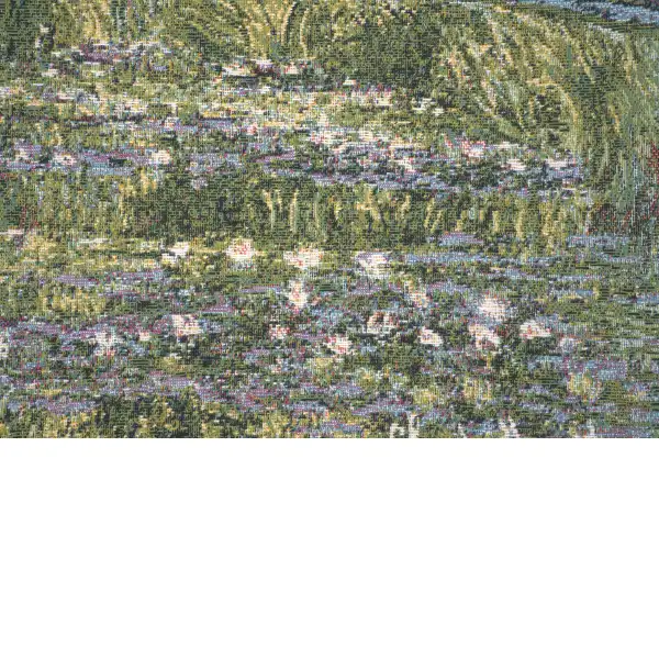 Monet's Bridge At Giverny I Belgian Cushion Cover - 18 in. x 18 in. Cotton/Viscose/Polyester by Claude Monet | Close Up 4