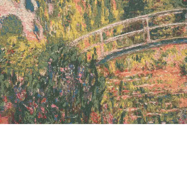 Monet's Japanese Bridge Belgian Cushion Cover - 18 in. x 18 in. Cotton/Viscose/Polyester by Claude Monet | Close Up 2