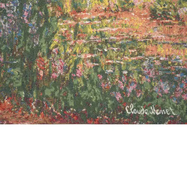 Monet's Japanese Bridge Belgian Cushion Cover - 18 in. x 18 in. Cotton/Viscose/Polyester by Claude Monet | Close Up 4
