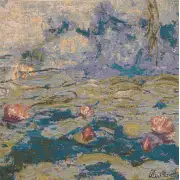 Monet's Water Lilies Belgian Cushion Cover - 18 in. x 18 in. Cotton/Viscose/Polyester by Claude Monet | Close Up 1