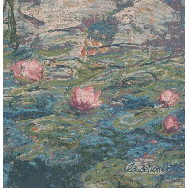 Monet's Water Lilies II Belgian Cushion Cover - 18 in. x 18 in. Cotton/Viscose/Polyester by Claude Monet | Close Up 1