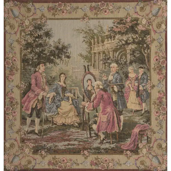 Garden Party Right Panel Belgian Cushion Cover - 18 in. x 18 in. Cotton/Viscose/Polyester by Francois Boucher | Close Up 1