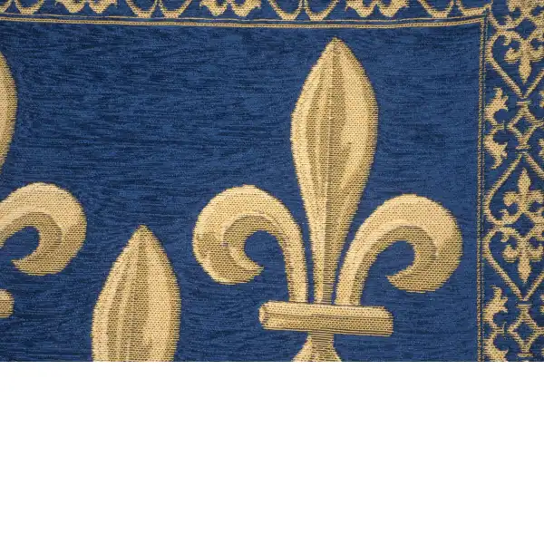 Fleur De Lys Blue II Velvet Background Belgian Cushion Cover - 18 in. x 18 in. SoftCottonChenille by Charlotte Home Furnishings | Close Up 4