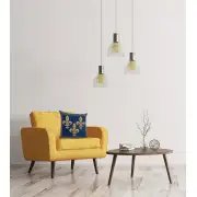 Fleur de Lys Blue II Velvet Background Belgian Sofa Pillow Cover | Life Style 1