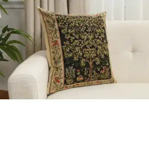 Tree Of Life Beige II Belgian Cushion Cover - 18 in. x 18 in. Cotton/Viscose/Polyester by William Morris
