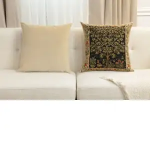 Tree Of Life Beige II Belgian Cushion Cover - 18 in. x 18 in. Cotton/Viscose/Polyester by William Morris