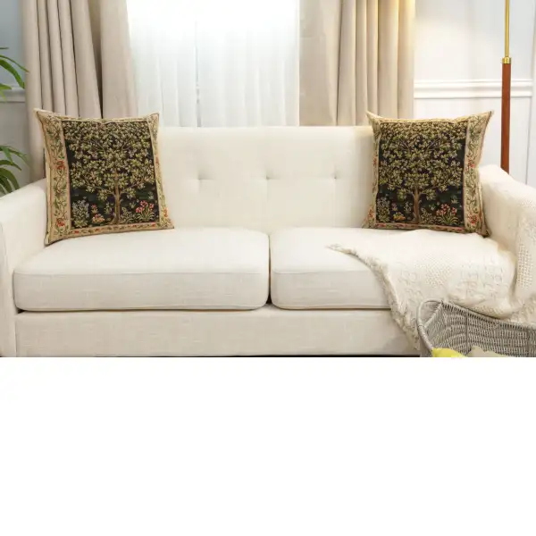 Tree of Life Beige II Belgian Sofa Pillow Cover | Close Up 5