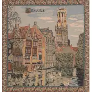 The Canals Of Bruges Belgian Cushion Cover - 18 in. x 18 in. Cotton/Viscose/Polyester by Charlotte Home Furnishings | Close Up 1