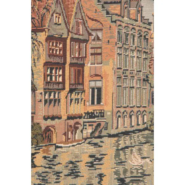 The Canals Of Bruges Belgian Cushion Cover - 18 in. x 18 in. Cotton/Viscose/Polyester by Charlotte Home Furnishings | Close Up 2