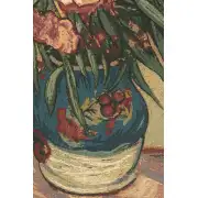 Oleanders And Books Italian Tapestry - 54 in. x 38 in. AViscose/polyesterampacrylic by Vincent Van Gogh | Close Up 1