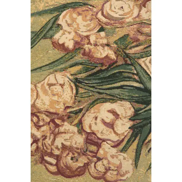 Oleanders And Books Italian Tapestry - 54 in. x 38 in. AViscose/polyesterampacrylic by Vincent Van Gogh | Close Up 2