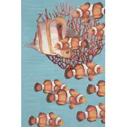 Exotic Fish Blue French Table Mat - 19 in. x 71 in. Cotton by Charlotte Home Furnishings | Close Up 1