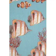Exotic Fish Blue French Table Mat - 19 in. x 71 in. Cotton by Charlotte Home Furnishings | Close Up 2