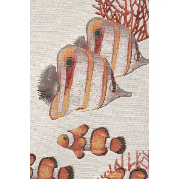 Exotic Fish White French Table Mat - 19 in. x 71 in. Cotton by Charlotte Home Furnishings | Close Up 1