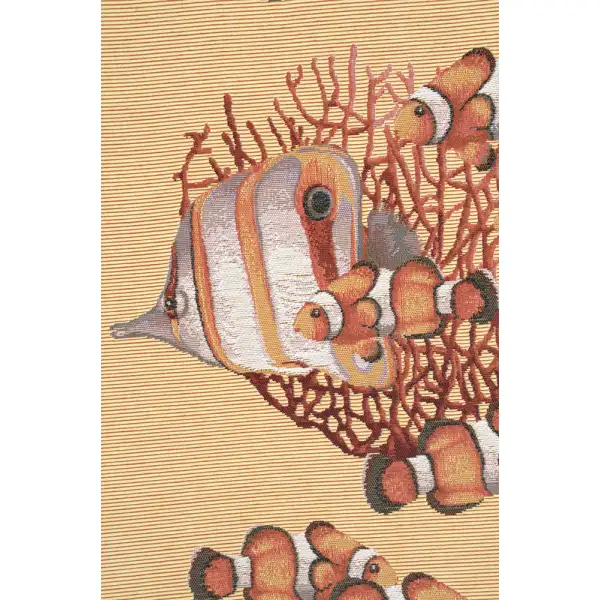 Exotic Fish Yellow French Table Mat - 19 in. x 71 in. Cotton by Charlotte Home Furnishings | Close Up 1
