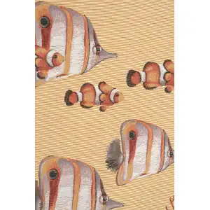Exotic Fish Yellow French Table Mat - 19 in. x 71 in. Cotton by Charlotte Home Furnishings Inc