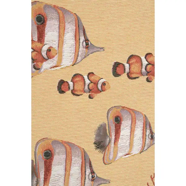 Exotic Fish Yellow French Table Mat - 19 in. x 71 in. Cotton by Charlotte Home Furnishings | Close Up 2