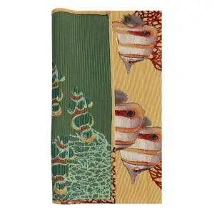 Exotic Fish Yellow French Table Mat - 19 in. x 71 in. Cotton by Charlotte Home Furnishings Inc