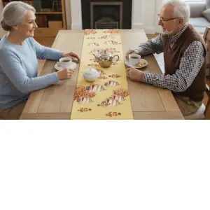 Exotic Fish Yellow French Table Mat - 19 in. x 71 in. Cotton by Charlotte Home Furnishings Inc