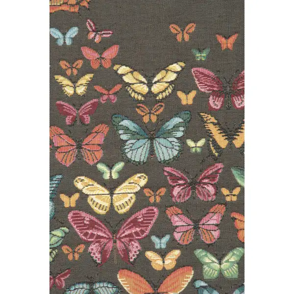 Butterflies Dark French Table Mat - 19 in. x 71 in. Cotton by Charlotte Home Furnishings | Close Up 2