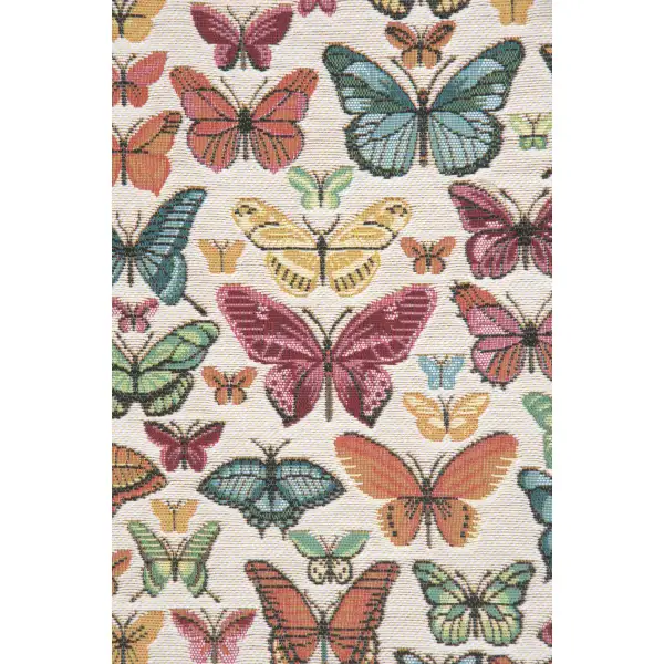 Butterflies White French Table Mat - 19 in. x 71 in. Cotton by Charlotte Home Furnishings | Close Up 1