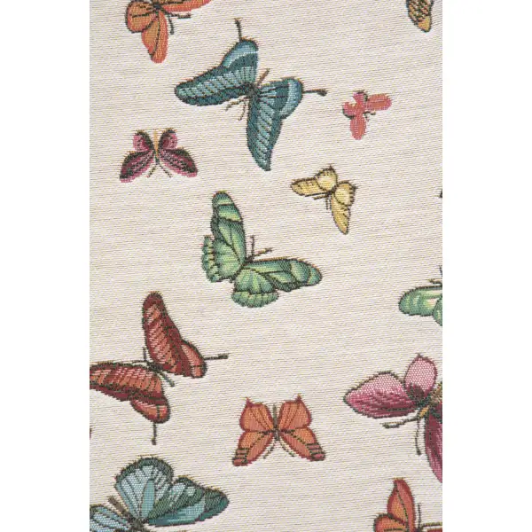Butterflies White French Table Mat - 19 in. x 71 in. Cotton by Charlotte Home Furnishings | Close Up 2