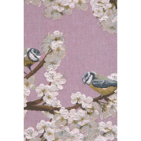 Passerines Branch Pink French Table Mat - 19 in. x 71 in. Cotton by Charlotte Home Furnishings | Close Up 1