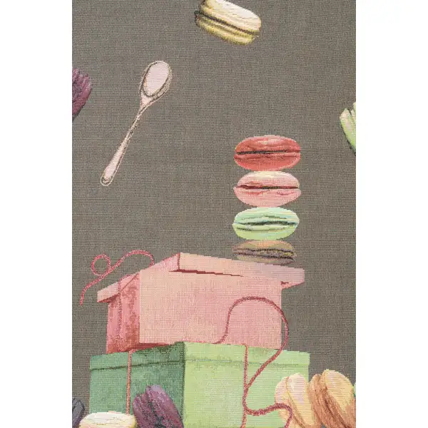 Macaroons Grey French Table Mat - 19 in. x 71 in. Cotton by Charlotte Home Furnishings | Close Up 1