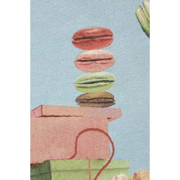 Macaroons Blue French Table Mat - 19 in. x 71 in. Cotton by Charlotte Home Furnishings | Close Up 2