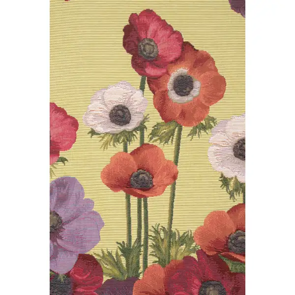 Anemones Yellow French Table Mat - 19 in. x 71 in. Cotton by Charlotte Home Furnishings | Close Up 1