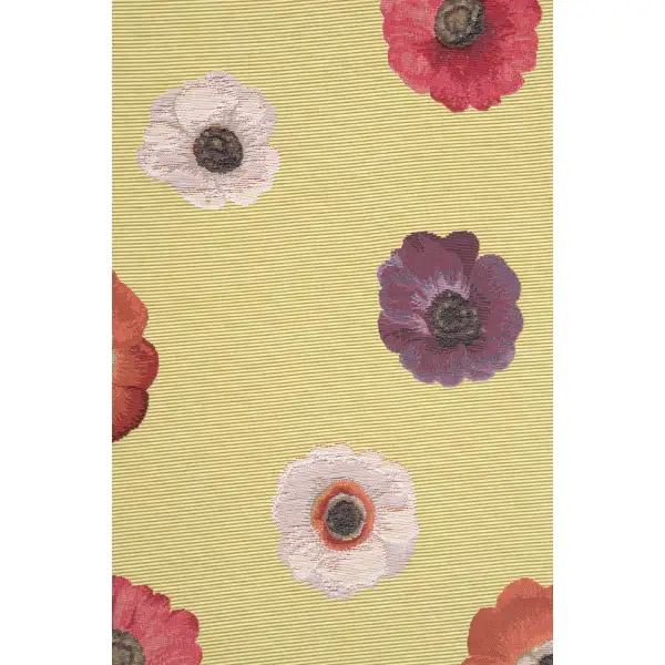 Anemones Yellow French Table Mat - 19 in. x 71 in. Cotton by Charlotte Home Furnishings | Close Up 2