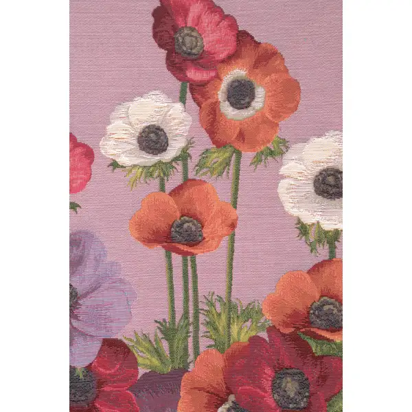 Anemones Pink French Table Mat - 19 in. x 71 in. Cotton by Charlotte Home Furnishings | Close Up 1