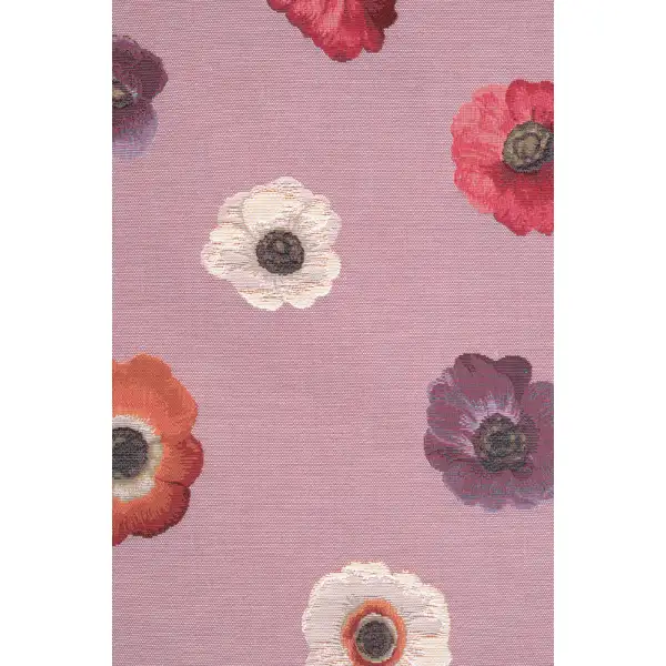 Anemones Pink French Table Mat - 19 in. x 71 in. Cotton by Charlotte Home Furnishings | Close Up 2