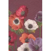 Anemones Purple French Table Mat - 19 in. x 71 in. Cotton by Charlotte Home Furnishings | Close Up 1