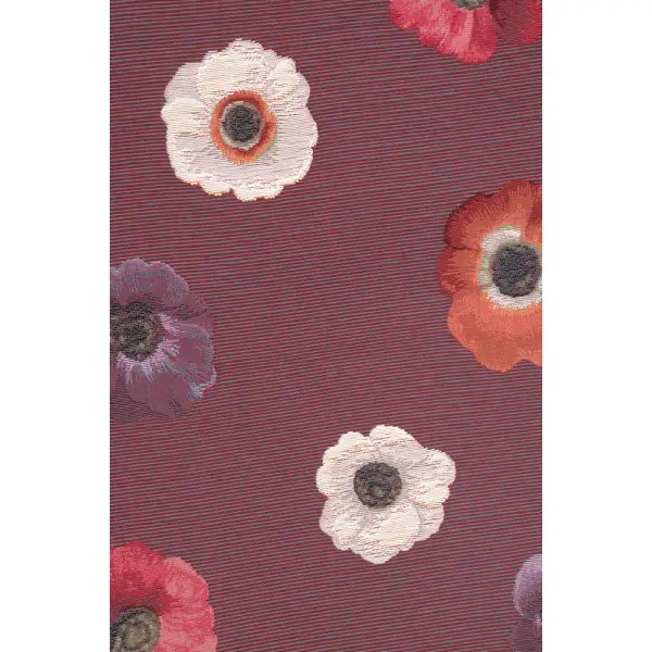 Anemones Purple French Table Mat - 19 in. x 71 in. Cotton by Charlotte Home Furnishings | Close Up 2