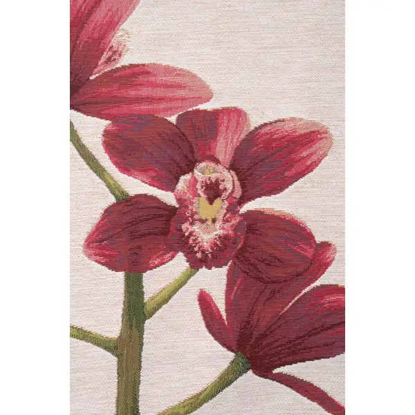 Pink Orchids White French Table Mat - 19 in. x 71 in. Cotton by Charlotte Home Furnishings | Close Up 1