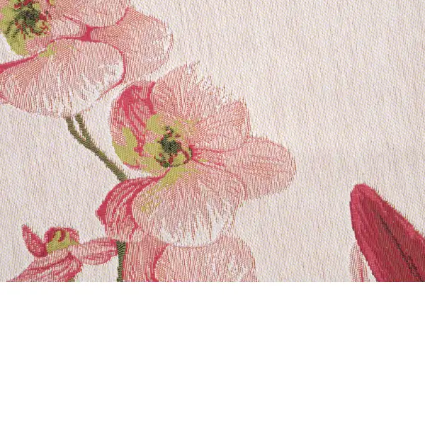 Pink Orchids White French Table Mat - 19 in. x 71 in. Cotton by Charlotte Home Furnishings | Close Up 2