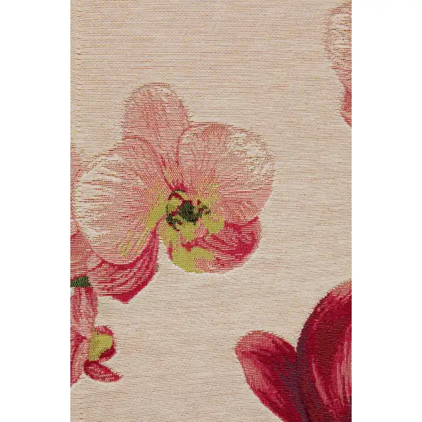 Pink Orchids White Decorative Table Mat | Close Up 4